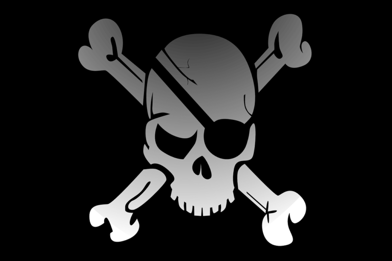 Totenkopf auf schwarzem Grund