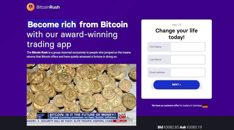 Bitcoin Rush Fake-Gewinne