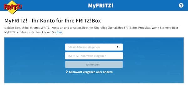 MyFritz Anmeldung